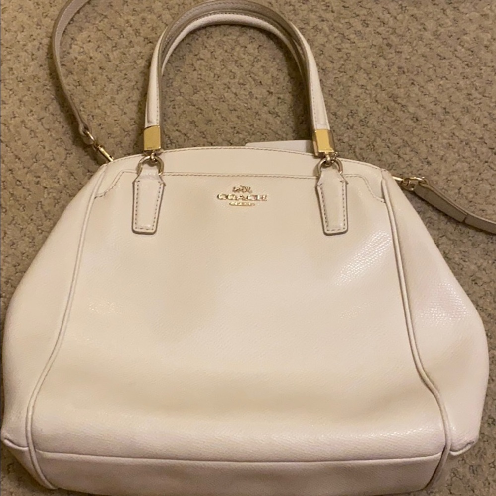 White leather Coach bag